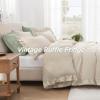 imageAndency White Ruffle Duvet Cover Queen90x90Inch 3 Pieces Soft Washed Microfiber Vintage Shabby Chic Farmhouse Ruffled Duvet Cover Set with Zipper Closure ampamp Corner TiesBeige