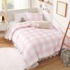 imageAndency Grey Queen Comforter Set 3 Pieces Grey White Buffalo Check Plaid Bedding Comforter ampamp Sets Light Gray Soft Lightweight Fluffy All Season Bed Set04  Checkered  Pink White