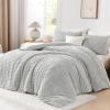 imageAndency White Fluffy Duvet Cover King Striped Plush Microfiber Fleece Comforter Cover UltraSoft Lightweight Bed Set 3 Piece Warm Faux Fur Bedding for All Season TwoWay ZipperGray  No Comforter