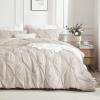 imageAndency White Queen Comforter Set90x90Inch 3 Pieces Cute Pinch Pleat Bedding Comforters ampamp Sets for Queen Bed Soft Lightweight Fluffy Down Alternative All Season Bed SetBeige