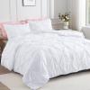 imageAndency White Queen Comforter Set90x90Inch 3 Pieces Cute Pinch Pleat Bedding Comforters ampamp Sets for Queen Bed Soft Lightweight Fluffy Down Alternative All Season Bed SetWhite