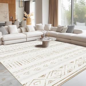 imageAndency 8x10 Brown Area Rug Living Room Rugs Large Soft Machine Washable Boho Moroccan Farmhouse Neutral Stain Resistant Indoor Floor Rug Carpet for Bedroom Dining Table Home Office House Decor03  CreamBrown