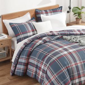 imageAndency Grey Queen Comforter Set 3 Pieces Grey White Buffalo Check Plaid Bedding Comforter ampamp Sets Light Gray Soft Lightweight Fluffy All Season Bed Set11  Plaid  Navy Red