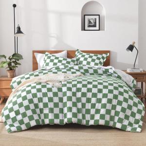 imageAndency Grey Queen Comforter Set 3 Pieces Grey White Buffalo Check Plaid Bedding Comforter ampamp Sets Light Gray Soft Lightweight Fluffy All Season Bed Set03  Checkered  Green White