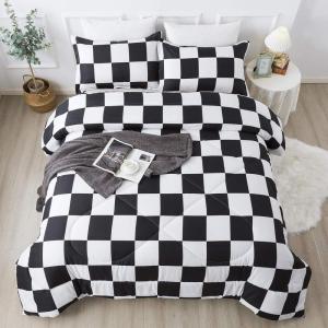 imageAndency Grey Queen Comforter Set 3 Pieces Grey White Buffalo Check Plaid Bedding Comforter ampamp Sets Light Gray Soft Lightweight Fluffy All Season Bed Set01  Checkered  Black White