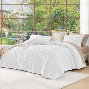 imageAndency King Size Comforter Set Beige 3 Pieces Boho King Bedding Comforter Set Cream All Season Soft Lightweight Tufted Textured Down Alternative Comforter Fluffy Bed Set02  White