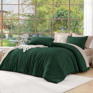 imageAndency King Size Comforter Set Beige 3 Pieces Boho King Bedding Comforter Set Cream All Season Soft Lightweight Tufted Textured Down Alternative Comforter Fluffy Bed Set07  Emerald Green