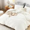 imageAndency White Fluffy California King Duvet Cover Striped Plush Microfiber Fleece Comforter Cover UltraSoft Lightweight Bed Set 3 Piece Warm Faux Fur Bedding for All Season TwoWay ZipperWhite  No Comforter