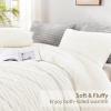 imageAndency White Fluffy California King Duvet Cover Striped Plush Microfiber Fleece Comforter Cover UltraSoft Lightweight Bed Set 3 Piece Warm Faux Fur Bedding for All Season TwoWay ZipperWhite  No Comforter
