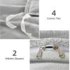 imageAndency White Fluffy California King Duvet Cover Striped Plush Microfiber Fleece Comforter Cover UltraSoft Lightweight Bed Set 3 Piece Warm Faux Fur Bedding for All Season TwoWay ZipperGray  No Comforter