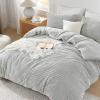imageAndency White Fluffy California King Duvet Cover Striped Plush Microfiber Fleece Comforter Cover UltraSoft Lightweight Bed Set 3 Piece Warm Faux Fur Bedding for All Season TwoWay ZipperGray  No Comforter