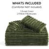 imageAndency White Fluffy California King Duvet Cover Striped Plush Microfiber Fleece Comforter Cover UltraSoft Lightweight Bed Set 3 Piece Warm Faux Fur Bedding for All Season TwoWay ZipperOlive Green  No Comforter