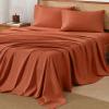 imageAndency Brown Sheets Queen Set 4 Pieces Super Soft Sheets for Queen Size Bed Microfiber Queen Sheet Set Deep Pocket Up to 16quot Hotel Luxury Breathable ampamp Cooling Bedding Sheets ampamp PillowcasesOrange