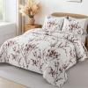 imageAndency Burgundy Red Quilt King Size 106x96 Inch 3 Pieces Floral Lightweight Bedding Set Microfiber Reversible Flower Quilted Bedspread Coverlet with 2 Pillowcases for Men WomenBurgundy Red