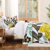 imageAndency Floral Boho Quilt King Size Bedding Set Black 3 Pieces Farmhouse Flower Botanical Summer Bedspreads with 2 Shams Soft Reversible Lightweight Microfiber Coverlet Set for All Season 106quotx96quotGreenwhite Floral