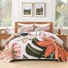 imageAndency Floral Boho Quilt King Size Bedding Set Black 3 Pieces Farmhouse Flower Botanical Summer Bedspreads with 2 Shams Soft Reversible Lightweight Microfiber Coverlet Set for All Season 106quotx96quotBlushwhite Floral