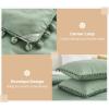 imageAndency Green Comforter Set Full Size 79x90 inch 3 Pieces 1 Pom Pom Fringe Comforter 2 Pillowcases All Season Comforter Washed Microfiber Bedding Set with Corner LoopsGreen