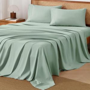 imageAndency Brown Sheets Queen Set 4 Pieces Super Soft Sheets for Queen Size Bed Microfiber Queen Sheet Set Deep Pocket Up to 16quot Hotel Luxury Breathable ampamp Cooling Bedding Sheets ampamp PillowcasesSage Green