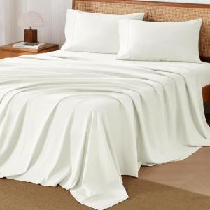 imageAndency Brown Sheets Queen Set 4 Pieces Super Soft Sheets for Queen Size Bed Microfiber Queen Sheet Set Deep Pocket Up to 16quot Hotel Luxury Breathable ampamp Cooling Bedding Sheets ampamp PillowcasesIvory