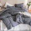 imageAndency Dark Grey Comforter King 104x90 inches 3 Pieces Soft Microfiber Lightweight Gray Seersucker Comforter with 2 Pillowcases All Season Striped Textured Bedding Comforter SetDark Grey