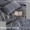 imageAndency Dark Grey Comforter King 104x90 inches 3 Pieces Soft Microfiber Lightweight Gray Seersucker Comforter with 2 Pillowcases All Season Striped Textured Bedding Comforter SetDark Grey