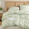 imageAndency Gingham Duvet Cover Full Size Sage Green Checkered Plaid Bedding Set 3 Pieces Soft Prewashed Microfiber Comforter Cover with Zipper Closure amp Corner TiesGreen
