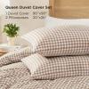 imageAndency Gingham Duvet Cover Full Size Sage Green Checkered Plaid Bedding Set 3 Pieces Soft Prewashed Microfiber Comforter Cover with Zipper Closure amp Corner TiesTan