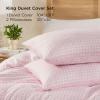 imageAndency Gingham Duvet Cover Full Size Sage Green Checkered Plaid Bedding Set 3 Pieces Soft Prewashed Microfiber Comforter Cover with Zipper Closure amp Corner TiesPink
