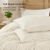 imageAndency Gingham Duvet Cover Full Size Sage Green Checkered Plaid Bedding Set 3 Pieces Soft Prewashed Microfiber Comforter Cover with Zipper Closure amp Corner TiesCream