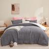 imageAndency Pink Comforter Set Queen 90x90 Soft Fluffy Thick Fleece Bedding Set Faux Fur Sherpa 3Piece Bed Comforter Sets with 2 Pillowcases for GirlsGrey