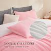 imageAndency Pink Comforter Set Queen 90x90 Soft Fluffy Thick Fleece Bedding Set Faux Fur Sherpa 3Piece Bed Comforter Sets with 2 Pillowcases for GirlsPink