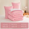 imageAndency Pink Comforter Set Queen 90x90 Soft Fluffy Thick Fleece Bedding Set Faux Fur Sherpa 3Piece Bed Comforter Sets with 2 Pillowcases for GirlsPink