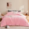 imageAndency Pink Comforter Set Queen 90x90 Soft Fluffy Thick Fleece Bedding Set Faux Fur Sherpa 3Piece Bed Comforter Sets with 2 Pillowcases for GirlsPink