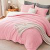 imageAndency Pink Comforter Set Queen 90x90 Soft Fluffy Thick Fleece Bedding Set Faux Fur Sherpa 3Piece Bed Comforter Sets with 2 Pillowcases for GirlsPink