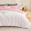 imageAndency Pink Comforter Set Queen 90x90 Soft Fluffy Thick Fleece Bedding Set Faux Fur Sherpa 3Piece Bed Comforter Sets with 2 Pillowcases for GirlsPink