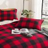 imageAndency Red and Black Plaid Comforter Set King104x90Inch 3 Pieces Buffalo Plaid Checkered Gingham Bedding Comforter Sets Soft Burgundy Lightweight Geometric Down Alternative Bed Set