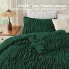 imageAndency Ruched Beige Queen Comforter Set Shabby Chic Pleated Bedding Sets 3 Pieces Lightweight Soft Boho Ruffle Bed Set for Girls Kids Women All SeasonDark Green