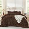 imageAndency Ruched Beige Queen Comforter Set Shabby Chic Pleated Bedding Sets 3 Pieces Lightweight Soft Boho Ruffle Bed Set for Girls Kids Women All SeasonBrown