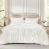 imageAndency Ruched Beige Queen Comforter Set Shabby Chic Pleated Bedding Sets 3 Pieces Lightweight Soft Boho Ruffle Bed Set for Girls Kids Women All SeasonIvory