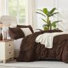 imageAndency Ruched Beige Queen Comforter Set Shabby Chic Pleated Bedding Sets 3 Pieces Lightweight Soft Boho Ruffle Bed Set for Girls Kids Women All SeasonBrown
