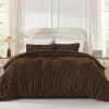 imageAndency Ruched Beige Queen Comforter Set Shabby Chic Pleated Bedding Sets 3 Pieces Lightweight Soft Boho Ruffle Bed Set for Girls Kids Women All SeasonBrown