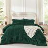 imageAndency Ruched Beige Queen Comforter Set Shabby Chic Pleated Bedding Sets 3 Pieces Lightweight Soft Boho Ruffle Bed Set for Girls Kids Women All SeasonDark Green