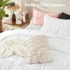 imageAndency Ruched Beige Queen Comforter Set Shabby Chic Pleated Bedding Sets 3 Pieces Lightweight Soft Boho Ruffle Bed Set for Girls Kids Women All SeasonBlush