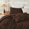 imageAndency Ruched Beige Queen Comforter Set Shabby Chic Pleated Bedding Sets 3 Pieces Lightweight Soft Boho Ruffle Bed Set for Girls Kids Women All SeasonBrown