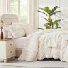 imageAndency Ruched Beige Queen Comforter Set Shabby Chic Pleated Bedding Sets 3 Pieces Lightweight Soft Boho Ruffle Bed Set for Girls Kids Women All SeasonBeige