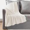 imageAndency Ultra Soft Throw Blanket Fluffy Warm and Lightweight Fleece Blanket with Striped Design for Baby 30x40 Cream White