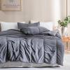 imageAndency Dark Grey Comforter King 104x90 inches 3 Pieces Soft Microfiber Lightweight Gray Seersucker Comforter with 2 Pillowcases All Season Striped Textured Bedding Comforter SetDark Grey
