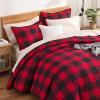 imageAndency Red and Black Plaid Comforter Set King104x90Inch 3 Pieces Buffalo Plaid Checkered Gingham Bedding Comforter Sets Soft Burgundy Lightweight Geometric Down Alternative Bed Set