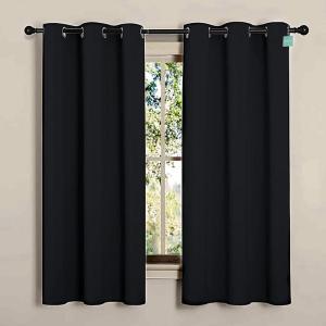 imageAndency Blackout Curtains amp Drapes for Bedrooms and Living Rooms Thermal Window Treatments with Grommets for Room Darkening 2 Panels Black 42 x 68 Inches