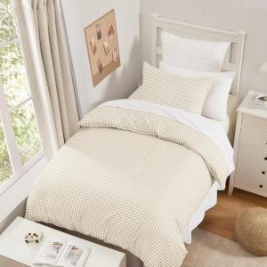 imageAndency Gingham Duvet Cover Full Size Sage Green Checkered Plaid Bedding Set 3 Pieces Soft Prewashed Microfiber Comforter Cover with Zipper Closure amp Corner TiesCream